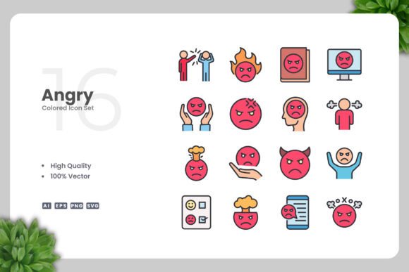 Angry Color Icons Graphics