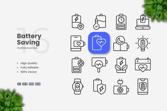 Battery Saving Icons for Modern Branding