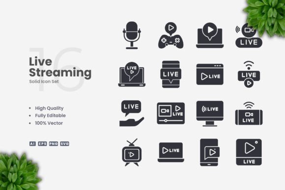 Live Streaming Solid Icons