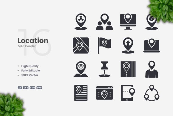 Location Solid Icons for Modern Design
