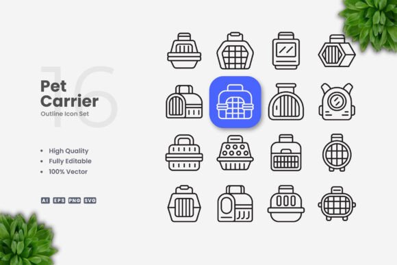 Pet Carrier Icons Graphics