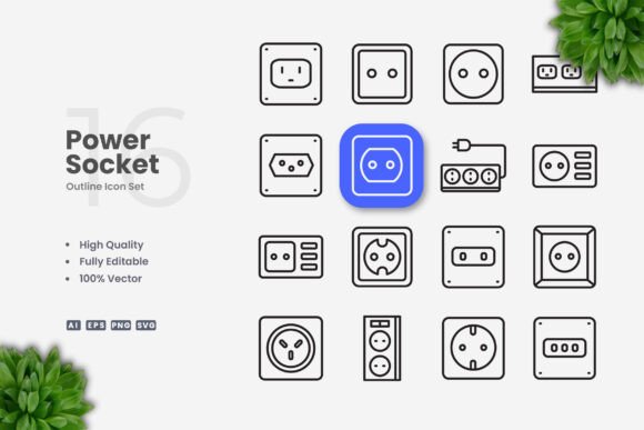 Power Socket Icons: A Graphic Design Asset for Modern Branding