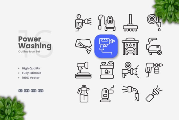 Power Washing Icons for Modern Branding