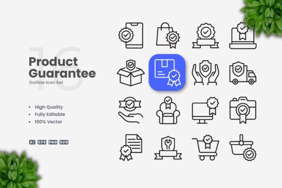 Product Guarantee Icons: A Modern Graphic Design Asset