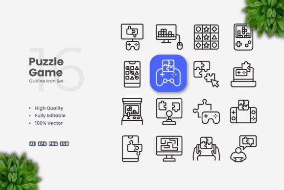 Puzzle Game Icons Graphics