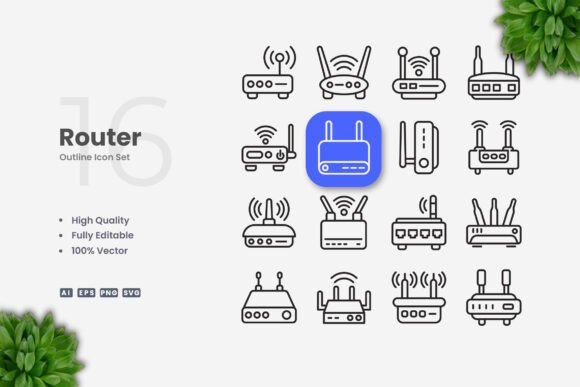 Router Icons Graphics for Digital Sellers