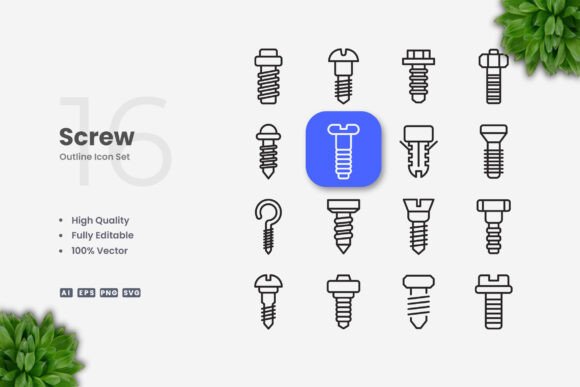 Screw Graphics Icons for Modern Branding