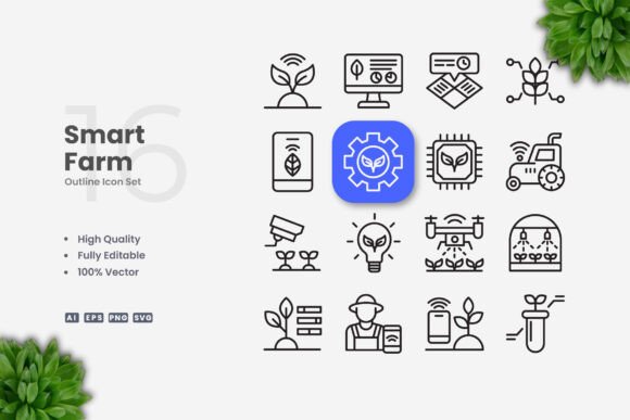 Smart Farm Icons: A Graphic Design Asset for Local Branding