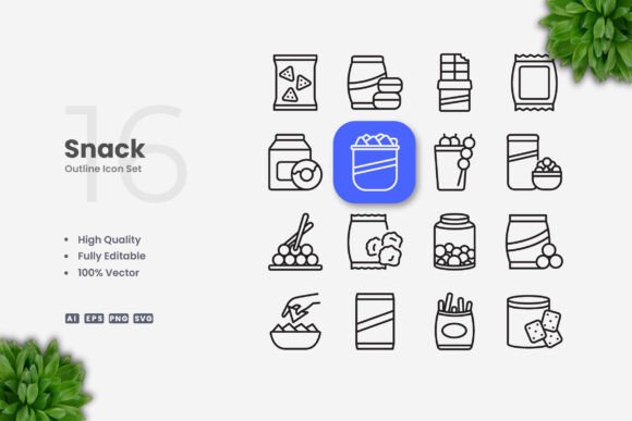 Snack Icons: A Modern Graphic Design Asset for Clean Visuals