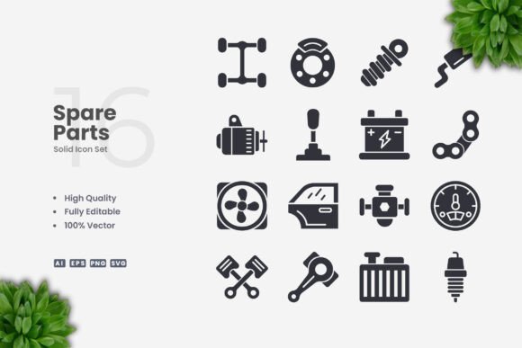 Spare Parts Solid Icons Graphics