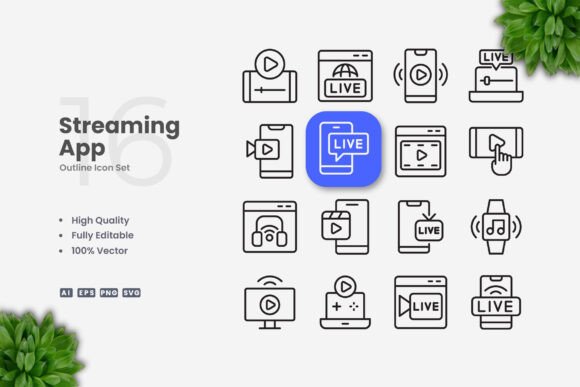 Streaming App Icons Graphics for Modern Web Design