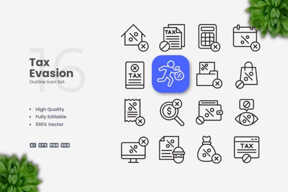 Tax Evasion Icons Graphics