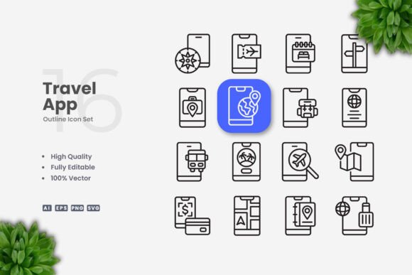 Travel App Icons Graphics