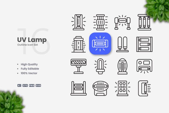UV Lamp Icons: Modern Graphics for Content Publishers