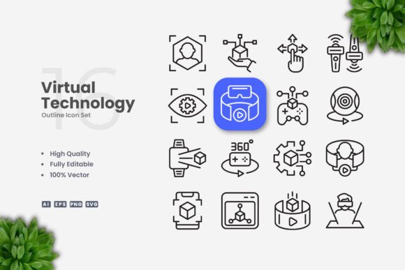 Virtual Technology Icons: A Graphic Design Asset for Modern Branding