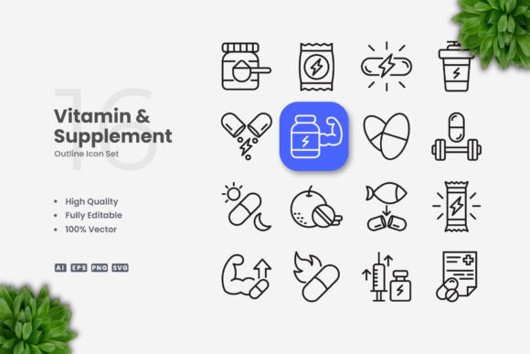 Vitamin and Supplement Icons Graphics