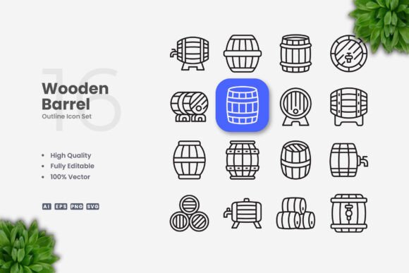 Wooden Barrel Icons